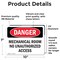 Signmission Mechanical Room No Unauthorized Access Danger Sign, Vinyl Decal, 10in W x 7in L, 2PK OS-2PACK-DS-D-710-L-1675 - alternate 2